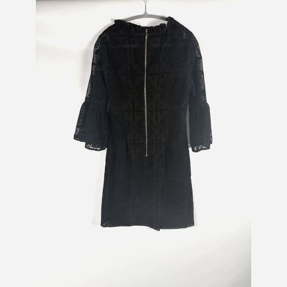 Calvin Klein Black Velvet Lace Dress Womens Size 10 Cocktail Party Whimsigoth - Picture 4 of 10